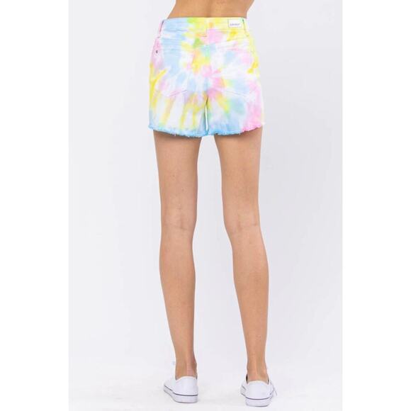 Judy Blue Swirl Tie Dye Shorts Multi Size 16 - Picture 4 of 8